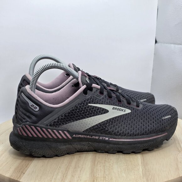 Women's Sz 7.5 B - Brooks Adrenaline GTS 22 Running Shoes Black Pink 1203531B015 - Picture 3 of 9